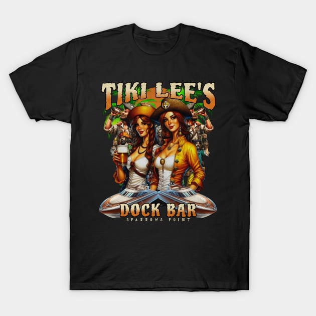 Tiki lee's Dock Bar Sparrows Point Bar Pirate Girls T-Shirt by Joaddo